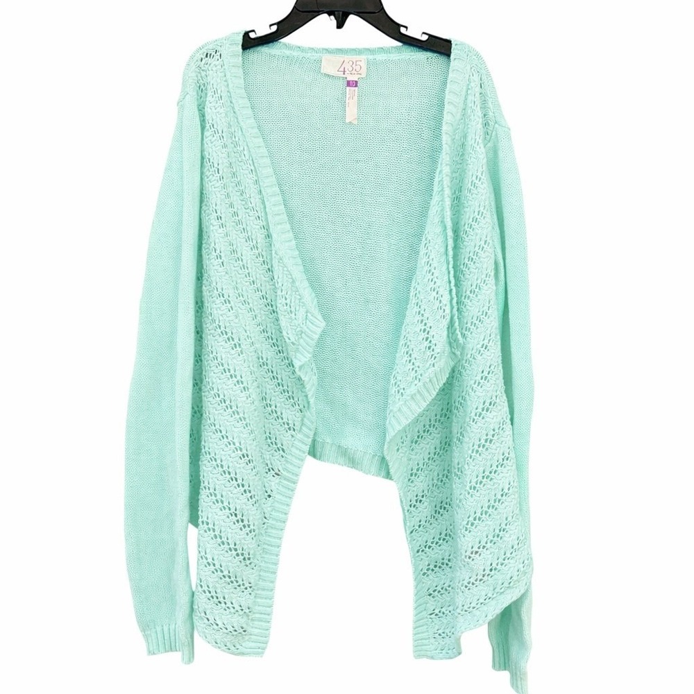 Matilda Jane Girls 10 Cardigan Mint Green Pointelle Knit Pastel Layering